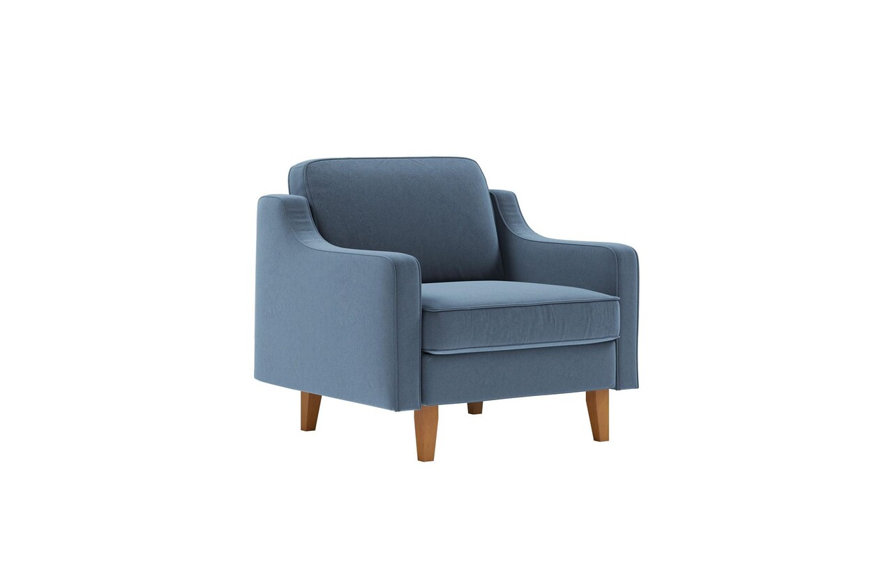 Fotoliu, Atelier del Sofa, 918CMF1110, Otel, Albastru oceanic / Nuc - imagine 6